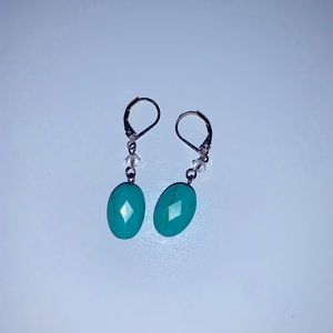 VINTAGE! PRETTY BLUE GREEN AQUAMARINE EARRINGS!